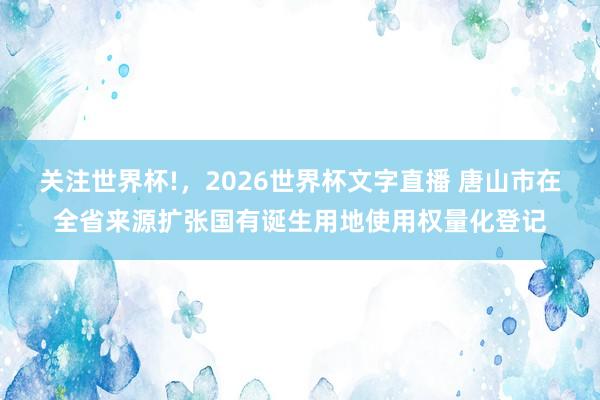 关注世界杯!,2026世界杯文字直播 唐山市在全省来源扩张国有诞生用地使用权量化登记