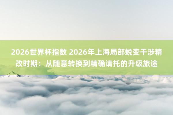2026世界杯指数 2026年上海局部蜕变干涉精改时期:从随意转换到精确请托的升级旅途