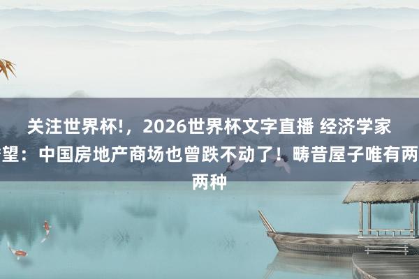 关注世界杯!,2026世界杯文字直播 经济学家瞻望:中国房地产商场也曾跌不动了!畴昔屋子唯有两种