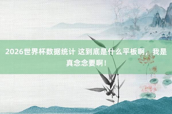 2026世界杯数据统计 这到底是什么平板啊,我是真念念要啊!