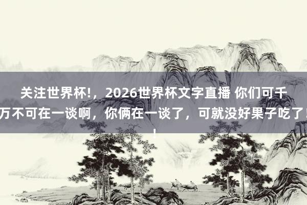关注世界杯!,2026世界杯文字直播 你们可千万不可在一谈啊,你俩在一谈了,可就没好果子吃了!