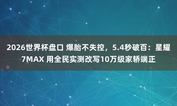 2026世界杯盘口 爆胎不失控,5.4秒破百:星耀7MAX 用全民实测改写10万级家轿端正