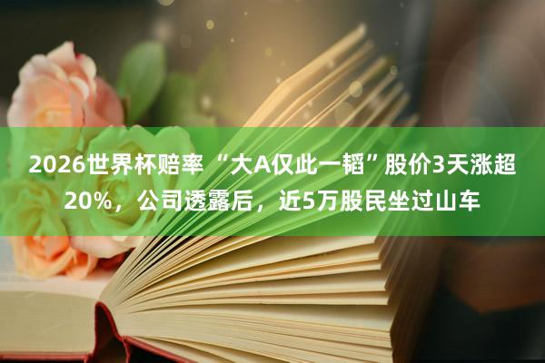 2026世界杯赔率 “大A仅此一韬”股价3天涨超20%,公司透露后,近5万股民坐过山车