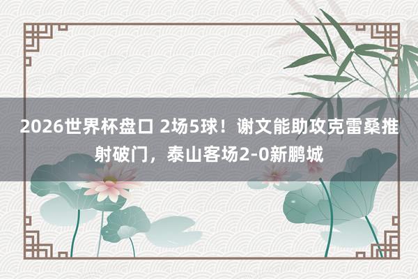 2026世界杯盘口 2场5球！谢文能助攻克雷桑推射破门，泰山客场2-0新鹏城