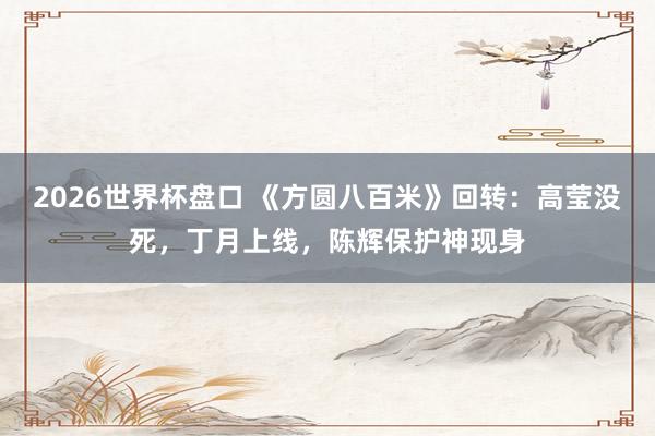 2026世界杯盘口 《方圆八百米》回转：高莹没死，丁月上线，陈辉保护神现身