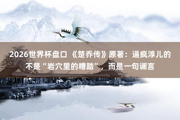 2026世界杯盘口 《楚乔传》原著：逼疯淳儿的不是“岩穴里的糟踏”，而是一句谰言