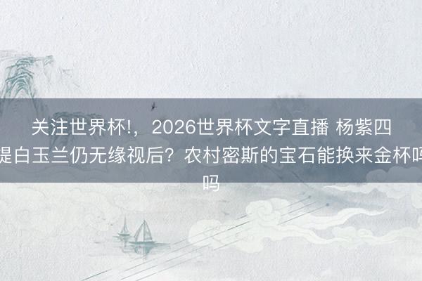 关注世界杯!,2026世界杯文字直播 杨紫四提白玉兰仍无缘视后?农村密斯的宝石能换来金杯吗