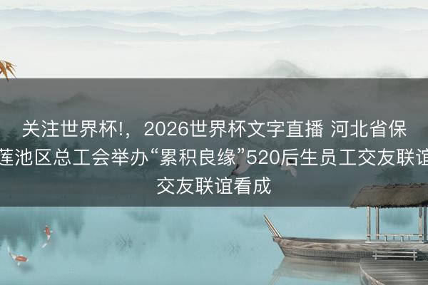关注世界杯!,2026世界杯文字直播 河北省保定市莲池区总工会举办“累积良缘”520后生员工交友联谊看成