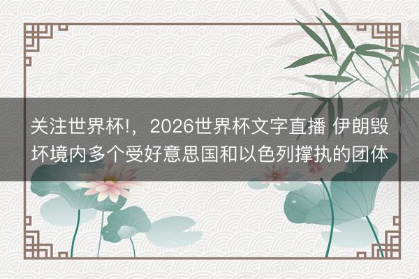 关注世界杯!,2026世界杯文字直播 伊朗毁坏境内多个受好意思国和以色列撑执的团体