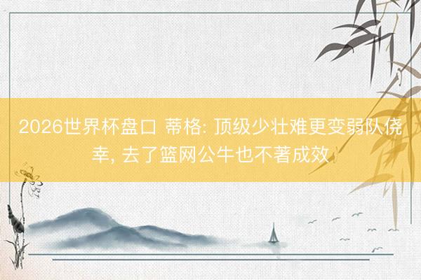 2026世界杯盘口 蒂格: 顶级少壮难更变弱队侥幸， 去了篮网公牛也不著成效