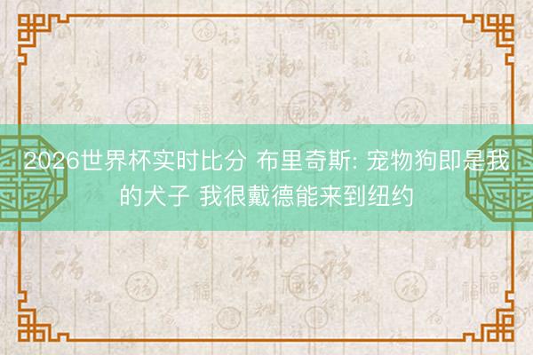 2026世界杯实时比分 布里奇斯: 宠物狗即是我的犬子 我很戴德能来到纽约