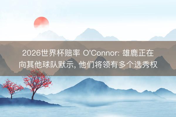 2026世界杯赔率 O'Connor: 雄鹿正在向其他球队默示, 他们将领有多个选秀权